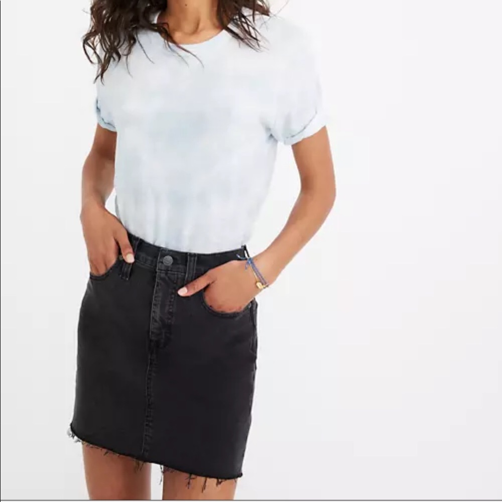 Madewell Denim Straight Mini Skirt Raw-Hemmed